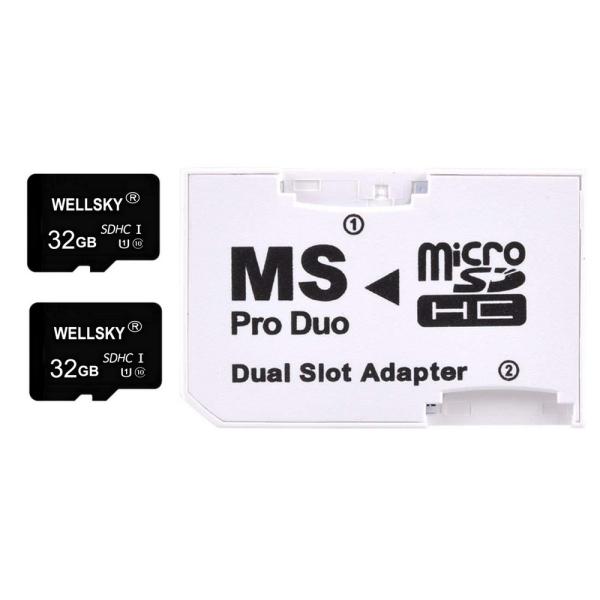 キオクシア製チップ 採用オリジナルブランド micro SDHC 32GB Class10 クラス10 UHS-I U1 2枚 & メモリースティック ProDuo 変換アダプター 1枚