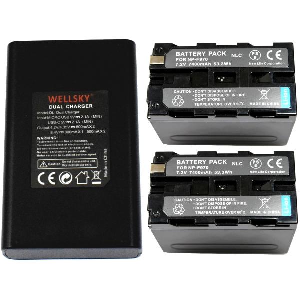 NP-F950 NP-F960 NP-F970 ݊obe[ 7400mAh 2 &amp; fA USB } ݊[d obe[`[W[ BC-VM10 1 [ 3_Zbg ]  SONY \j[