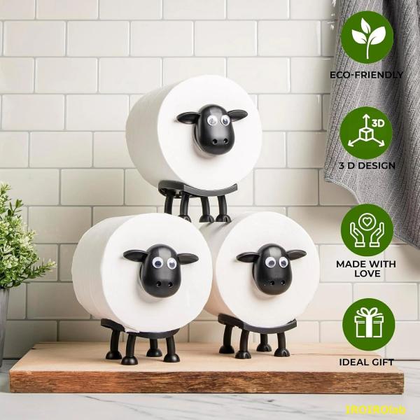 羊のトイレットペーパーホルダー 置き型 北欧風 おしゃれ かわいい 動物ティッシュペーパーホルダー トイレットペーパースタンド 取り付け簡