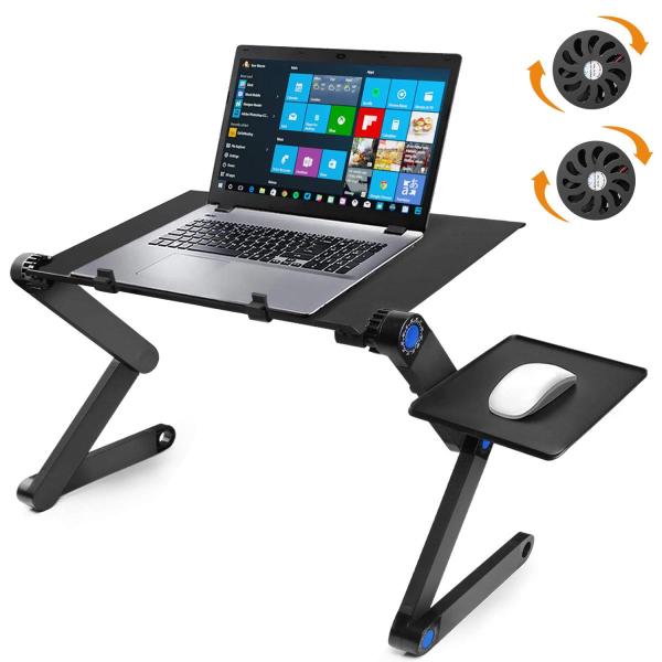 SYOSIN ノートパソコンスタンド PCスタンド 二つ冷却ファン付き 折りたたみ式テーブル パソコンデスク ベッドテーブル 高さ/角度調整