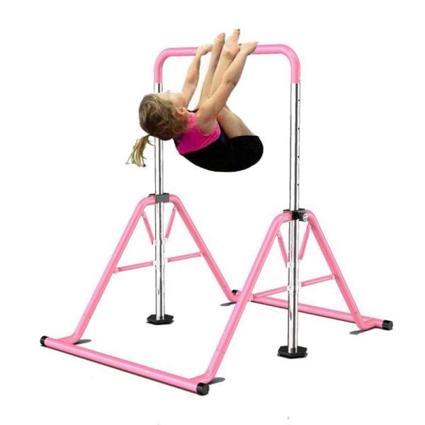 【商品名】　強化型 鉄棒 子ども用 室内 屋外用 耐荷重 100kg 子供 逆上がり 折りたたみ式 ブランコ付き 4段階調節可 ST安全認証 (ピンク,★★ラッピングについて★★当店ではラッピングは承っておりません。ご了承くださいませ。★★...