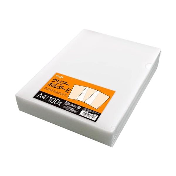 プラス クリアファイル クリアホルダー E A4 100枚 0.18mm 透明 (乳白)クリアー FL-270HO 88-136