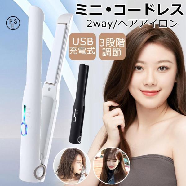 ヘアアイロン 3段階温度調節 軽量 2way コンパクト ストレート