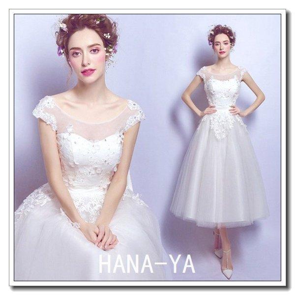ミモレ丈 ドレス 無地 ワンピース レース 結婚式 白ワンピース 二次会 花嫁 ウエディングドレス ウェディングドレス エンパイア 結婚式 Hnya Izune654 Next City 通販 Yahoo ショッピング