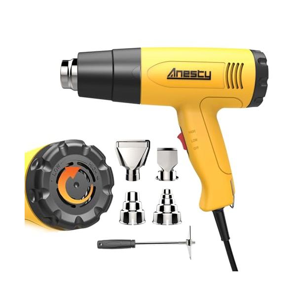 他サイト： Anesty HG-01Y ヒートガン 無段階調温可 ひーとがん 2段階風量 ヒートがん 50〜600度 多用途ヒートガン ノズル4種類 三角スの商品画像