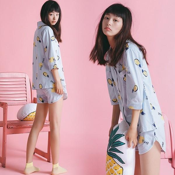 パジャマ レディース 春夏 前開き パジャマ 半袖 パイナップル柄 上下セット 韓国風 レディースルームウエア 部屋着 寝巻き ランジェリー 綿 可愛い Buyee 日本代购平台 产品购物网站大全 Buyee一站式代购 Bot Online