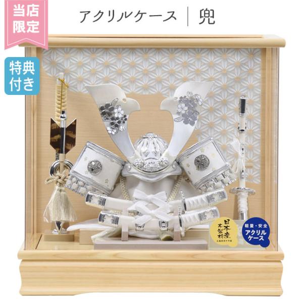 ◇特典付×2025年度新作【展示現品】五月人形 兜飾り ケース飾り