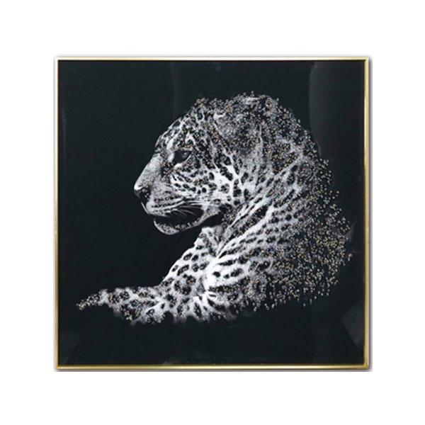 クリスタルアートパネル 水晶絵 水晶パネル 豹 パンサー 虎 モノトーン 黒 金 クリスタルアートパネル 水晶絵 水晶パネル 豹 パンサー 虎