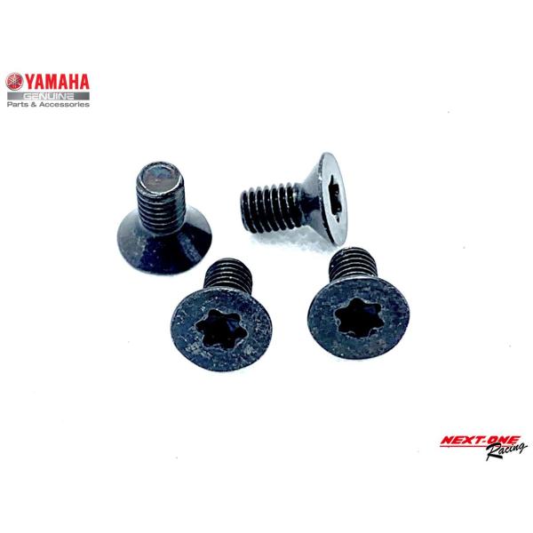 ヤマハKT-100SEC用のクラッチ周辺パーツです。パーツ図の部品番号6番のスクリューM5（4個組）です。※現在、純正品はルクス形状です、ヘキサゴンでは有りません。※