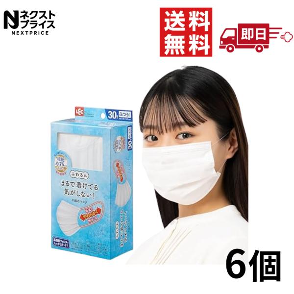 レック 極細耳ひも マスク ふわるん (ふつうサイズ 30枚入)×6