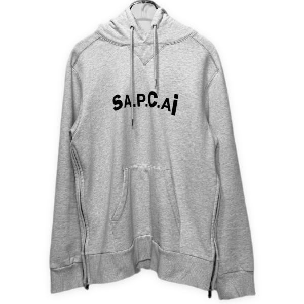 A.P.C. × sacai 【men6014I】 21SS HOODIE TAIYO サイドジップデザインロゴプリントスウェットプルオーバーパーカー フーディ トップス AR