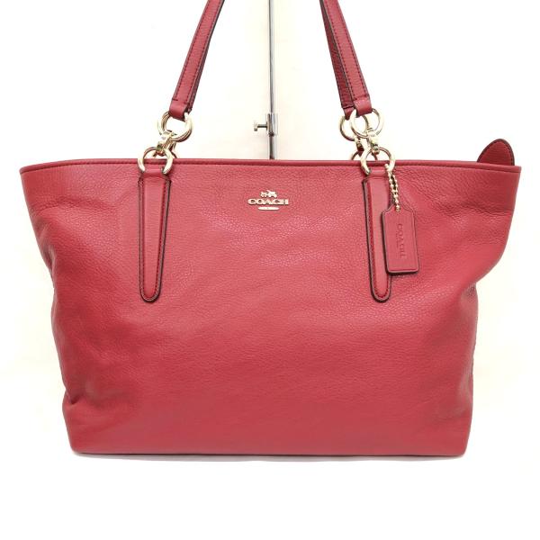 中古 COACH コーチ トートバッグ F33961 レッド セミショルダー