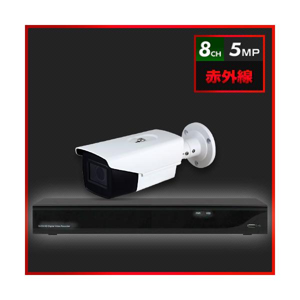 500万画素 赤外線 防犯カメラ　1台セット【8CH/2TB】