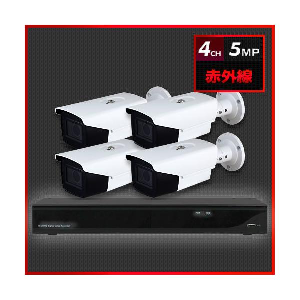 500万画素 赤外線 防犯カメラ　4台セット【4CH/2TB】