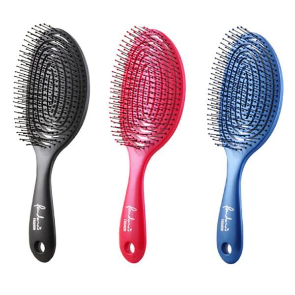 3D デタングルブラシ LASEN らせん ブラック ブルー レッド ヘアブラシ