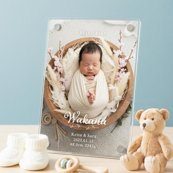 全面写真プリント フォトフレーム 写真立て アクリル 記念品 贈り物 出産祝い 結婚祝い 誕生日 ギフト プレゼント 名入れ 名前入り フォト スタンド 写真入れ