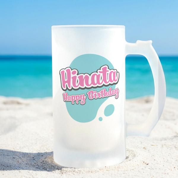 ビールジョッキ 名前入り 名入れ メッセージ アメリカンポップ 500ml ジョッキ グラス コップ ビール 中ジョッキ ガラス 取っ手付き 名前入れ 名入り オリジナル