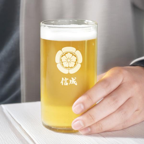家紋入り オーダーメイド グラス 名入れ イニシャル メッセージ クリア ビールグラス ジュースカップ 和柄 戦国 武将 侍 コップ ウイスキー 焼酎 ガラス 刻印