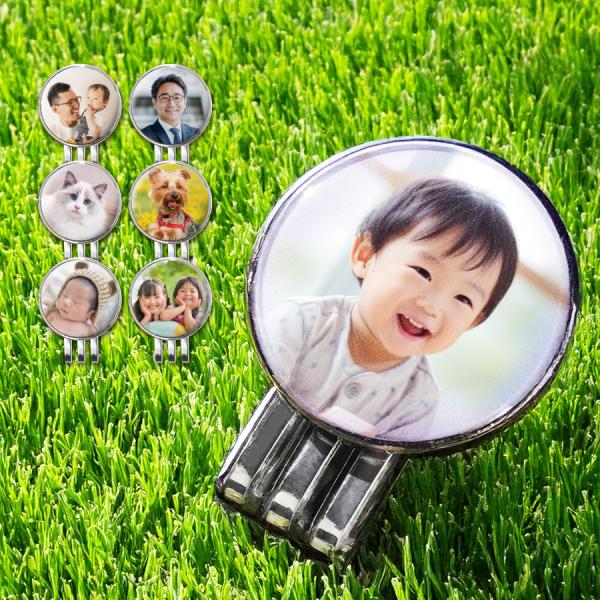 【写真印刷できる】ゴルフマーカー 写真 ゴルフコンペ ホールインワン コンペ オリジナル マーカー プリント ギフト 写真入り プレゼント マグネットクリップ