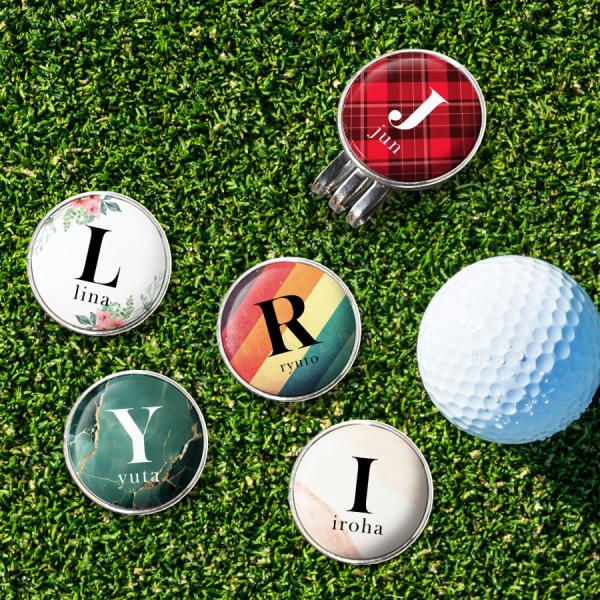 ゴルフマーカー イニシャル 名入れ 20デザイン マグネットクリップ ゴルフコンペ ホールインワン コンペ オリジナル ゴルフ マーカー 粗品 ギフト プレゼント