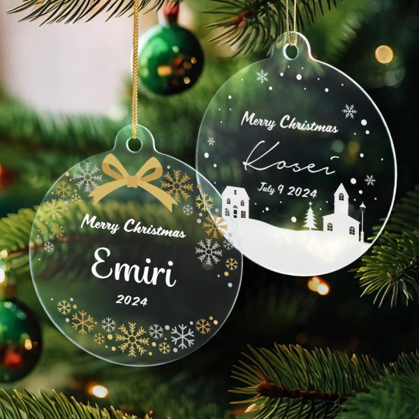 【名入れ無料】名入れ アクリル クリスマス オーナメント 選べる 飾り ヒモ付き クリスマスツリー ツリー 星 リース 雪 結晶 かわいい おしゃれ コンパクト