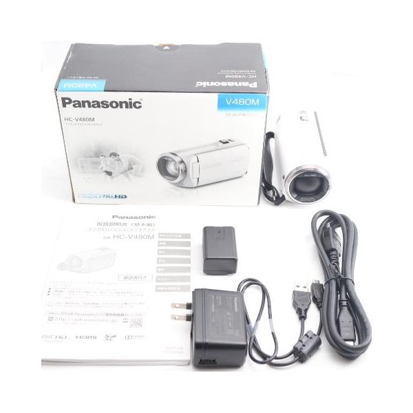 パナソニック HDビデオカメラ V480M 32GB 高倍率90倍ズーム ホワイト