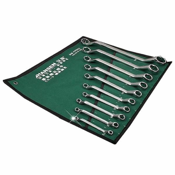 メガネレンチセット 5.5-32mm 10本? 収納袋付 ボルト ナット 回し付け 角 工具 DIY 機械の組立て 設備 配管 自転車 点検 整備作業 高耐久 10-MMEGARE
