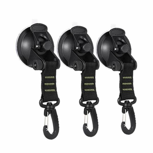 天幕テント取付け時の車に固定する器具として活用できます。車内での小物掛けにはもちろんキッチンやリビングなど様々なシーンで大活躍！家庭とアウトドア両方とも利用できて便利で実用的で大活躍間違いなしです！可動グリップを押すことにより吸着ラバーと対...