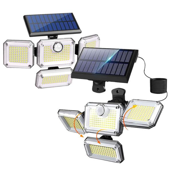 360度角度調整可能333個のLED電球4面のパネルでとっても明るいソーラー充電式センサーライト3つの知能モード採用！センサモード、DIMモード、常時点灯モード4つのパネルはそれぞれ可動し幅広い範囲をしっかりと照らしてくれます。防水性&am...