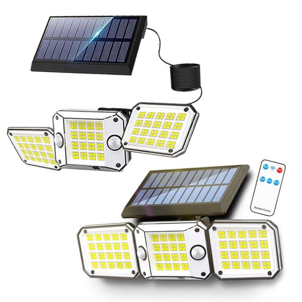 120度角度調整可能224個のLED電球3面のパネルでとっても明るいソーラー充電式センサーライト3つの知能モード採用！センサモード、DIMモード、常時点灯モード3つのパネルはそれぞれ可動し幅広い範囲をしっかりと照らしてくれます。防水性&am...