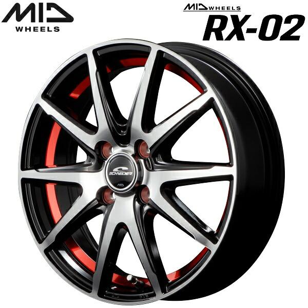 マルカサービス MID WHEELS RX-02 4本Set ブラックポリッシュ/アンダー