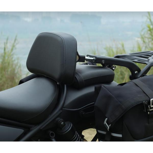 ホンダ レブル 250 500 バックレスト 折りたたみ 背もたれ 立ち フロント リアキャリア  一体感 外装 レザータイプ 疲労を軽減 運転 快適 ブラックレザー 取寄せ