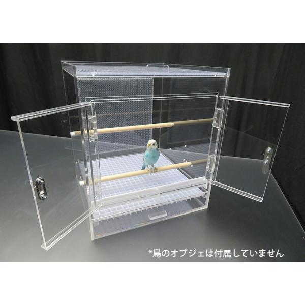 アクリル鳥かご 35×35×40観音開き ルーバースノコ付き アクリル鳥かご 35×35×40観音開き ルーバースノコ付き