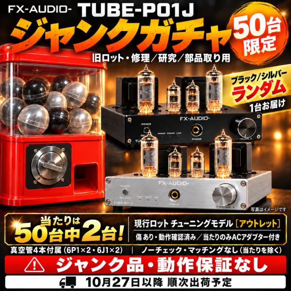 ●【JUNK福ガチャ・50台限定】NFJジャンクガチャ[FX-AUDIO- TUBE-P01J 旧ロット真空管一式付き ジャンク]50台中当たり2台入り