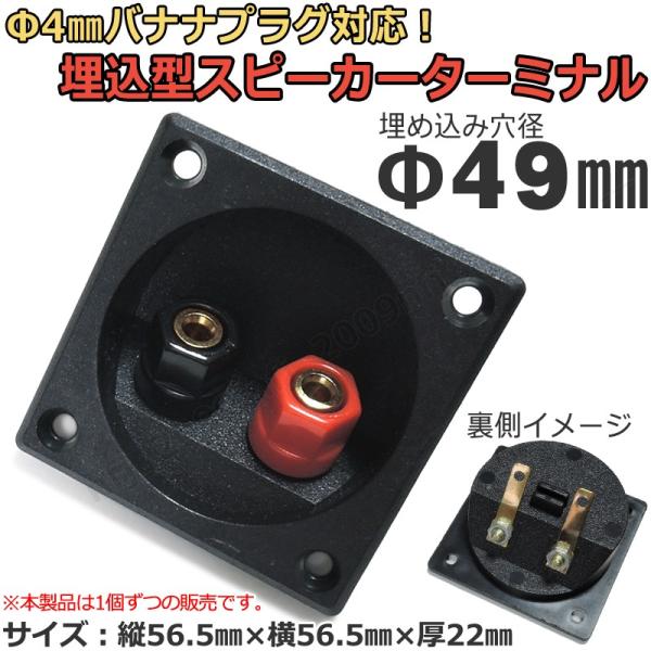 埋込型スピーカーターミナル [取り付け穴径Φ49mm/Φ4mmバナナ