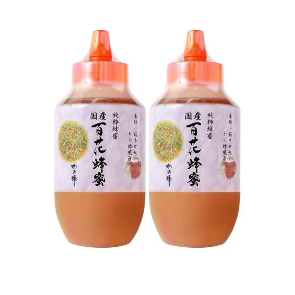 はちみつ 専門店【かの蜂】 国産 百花 蜂蜜 1000g（1kg）×2本 完熟 の 純粋 蜂蜜 （とんがり容器）