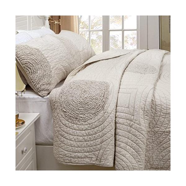 北欧風ベッドカバー3点セット ベージュ おしゃれ セレブ感 海外高級ホテル雰囲気 四季