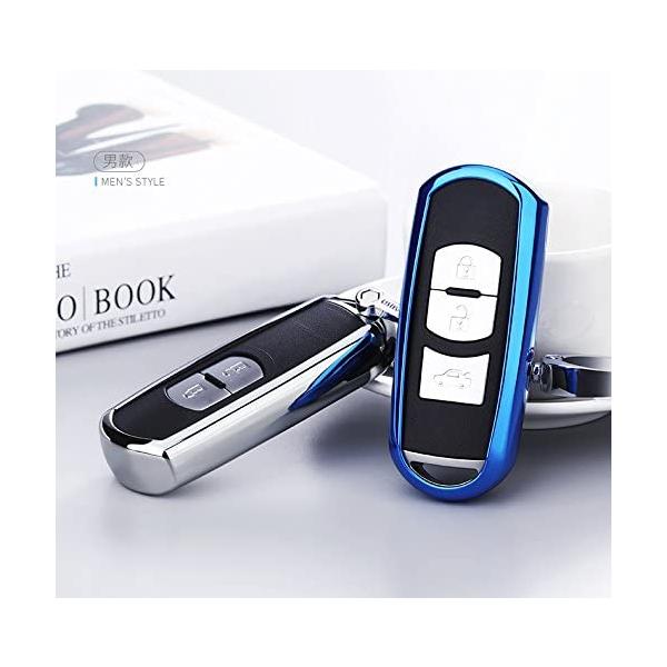 Ontto マツダ スマート キー ケース キーカバー キーホルダー 汚れ、傷防止 落ちにく 金属光沢 鍵を保護 オシャレ 高級 TPU シリコン M