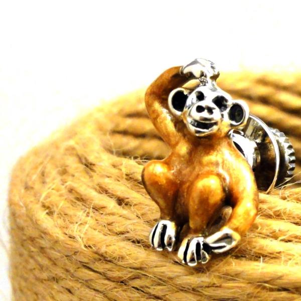 当店通常価格15400円】ラペルピン サル 猿 申 サツルノ社イ タリア製