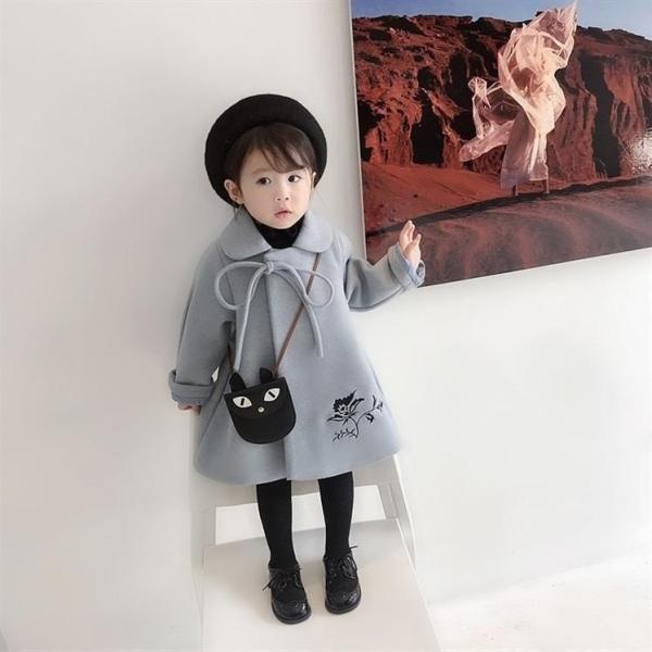 大特価 送料無料 コート 大きめのリボン紐 ふんわり かわいい 花柄 刺繍 あったかい 秋 キッズファッション 女の子 寒さ対策 防寒 キッズ 冬