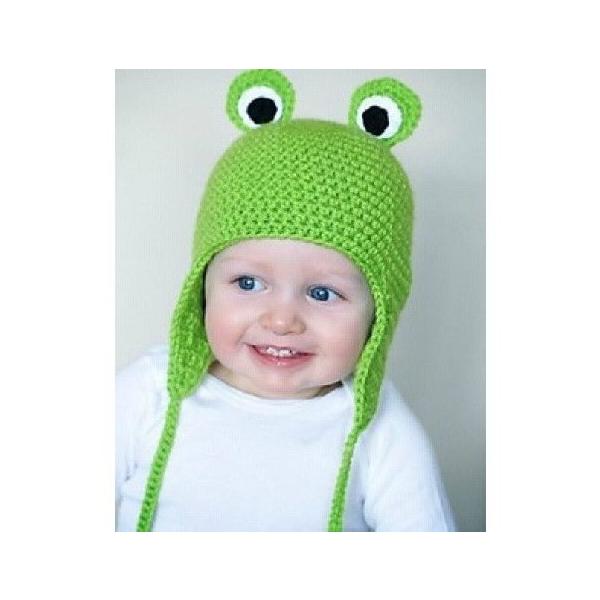 送料無料 ベビー帽子 ベビーニット帽 ニットキャップ ぼうし ビーニー カエル 蛙 おもしろい 子供用 おさげ付き 新作送料無料 可愛い 耳当て付き 三つ編み 赤