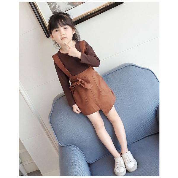 送料無料 上下セット セットアップ 2点セットアシンメトリースカート スカート 使い勝手の良い 肩ひも付き カットソー 女の子 キッズ オシャレ 長袖 子供服 90