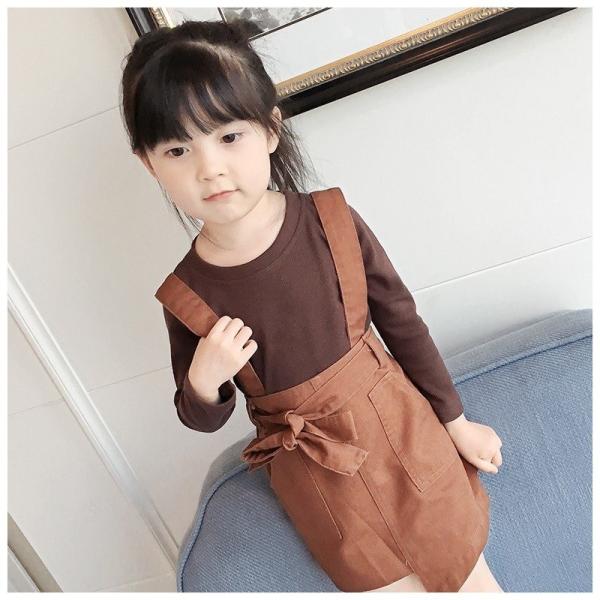 送料無料 上下セット セットアップ 2点セットアシンメトリースカート 一部予約 スカート 肩ひも付き カットソー 子供服 長袖 女の子 90 オシャレ キッズ