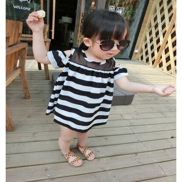 ワンピース キッズワンピース オフショルダー オフショル ボーダー シースルー オフショルワンピ ラウンドネック 子供 子ども こども 子