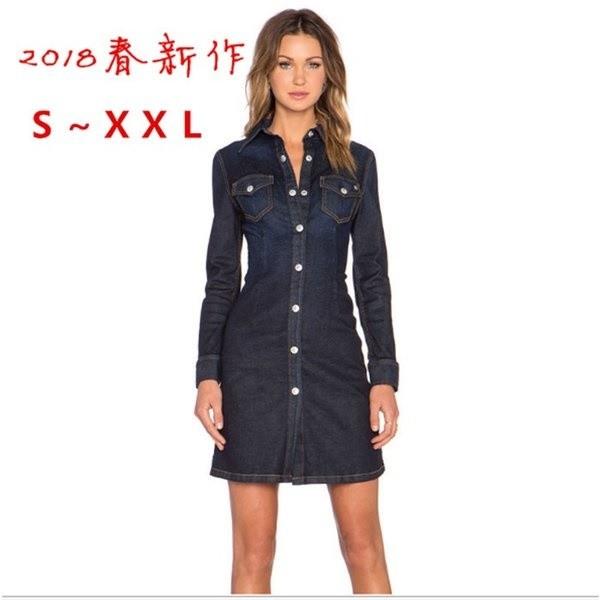 送料無料 デニムワンピース ワンピース ミニワンピース チュニック 18春新作 ブランド買うならブランドオフ オフィス Ol 通勤 欧米風 着痩せ 長袖 P571