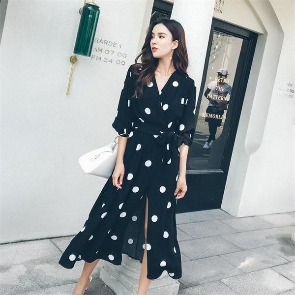 送料無料 ワンピース レディース 夏 新作 ドット柄 上品 30代 代 オシャレ マキシ丈 きれいめ カジュアル