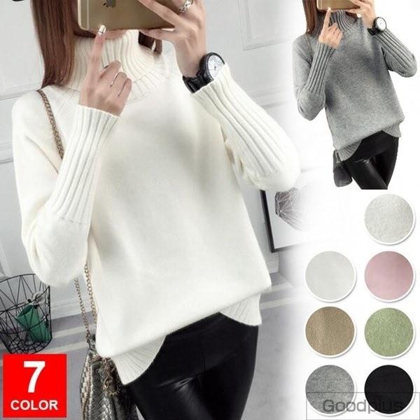 送料無料 セーター レディース プルオーバー ニット タートルネック 長袖 トップス ベーシック 上着 毛糸 ニットウェア ゆったり 暖か ランキングtop5 カジュア