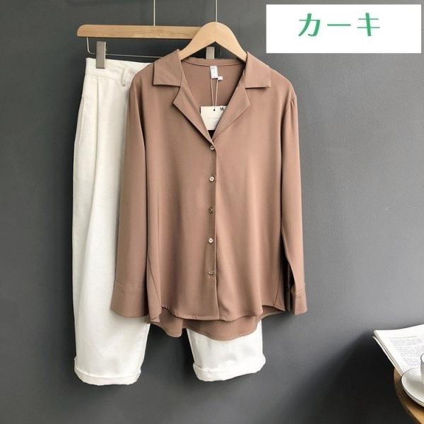 送料無料 シャツ ファクトリーアウトレット ブラウス レディース 長袖 開襟 オープンカラー 白 青 ブルー 無地 ビジネス ホワイト シンプル しわに なりにくい オフィス