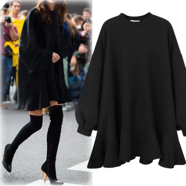 送料無料 バルーン袖トレーナーワンピース トレーナーワンピース チュニックワンピース スウェットワンピース レディース トレーナー 新作からsaleアイテム等お得な商品 満載 ス 女性用 無地
