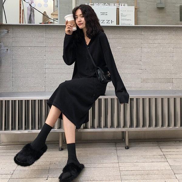 シャツワンピース ワンピース ロングワンピース ロング ワンピース 長袖 襟付き ボタン ボタンシャツ 春 夏 エレガント